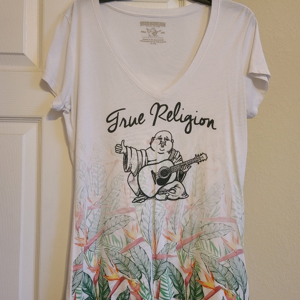 True Religion White Tee with Graphic Design
